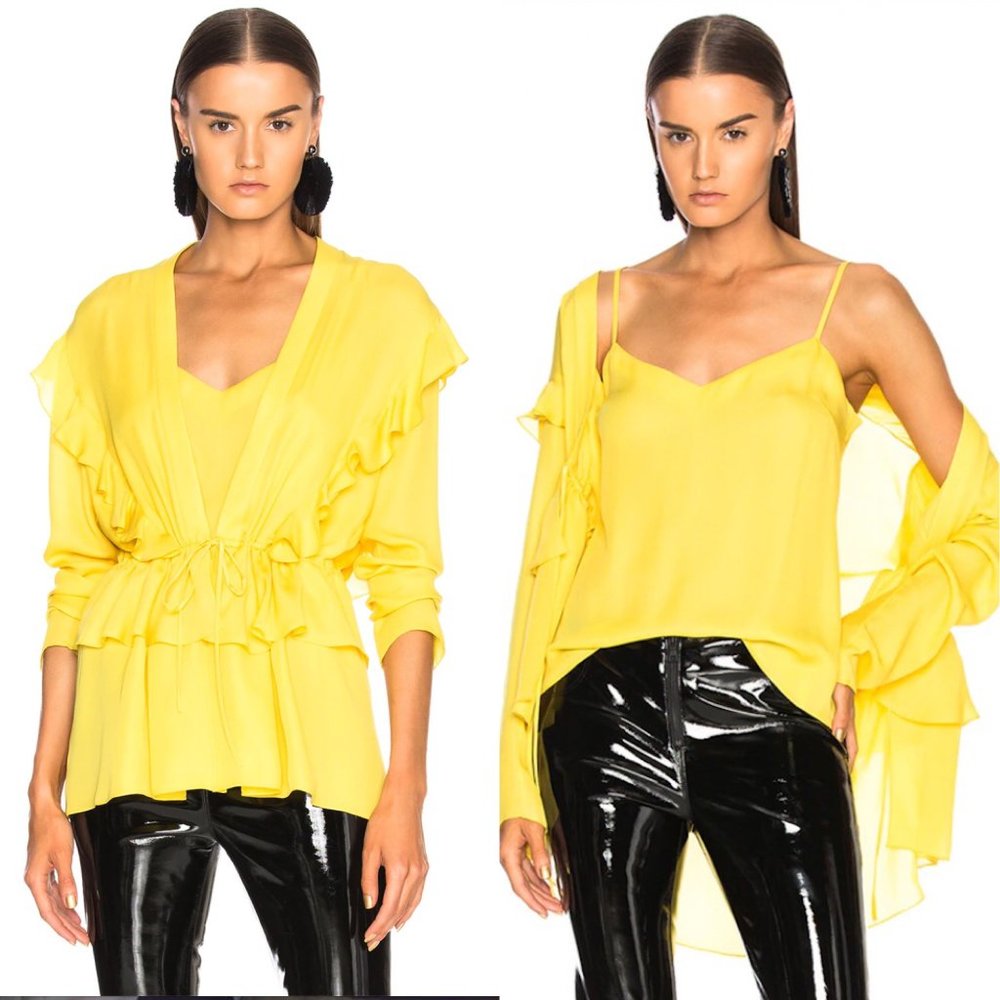 Sally LaPointe 100% Silk Drawstring Top & Cami Set